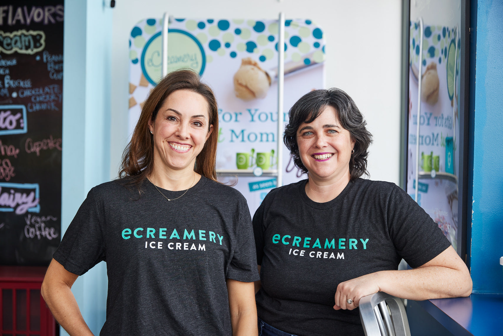 eCreamery Co-founders, Abby & Becky, smiling at the camera.