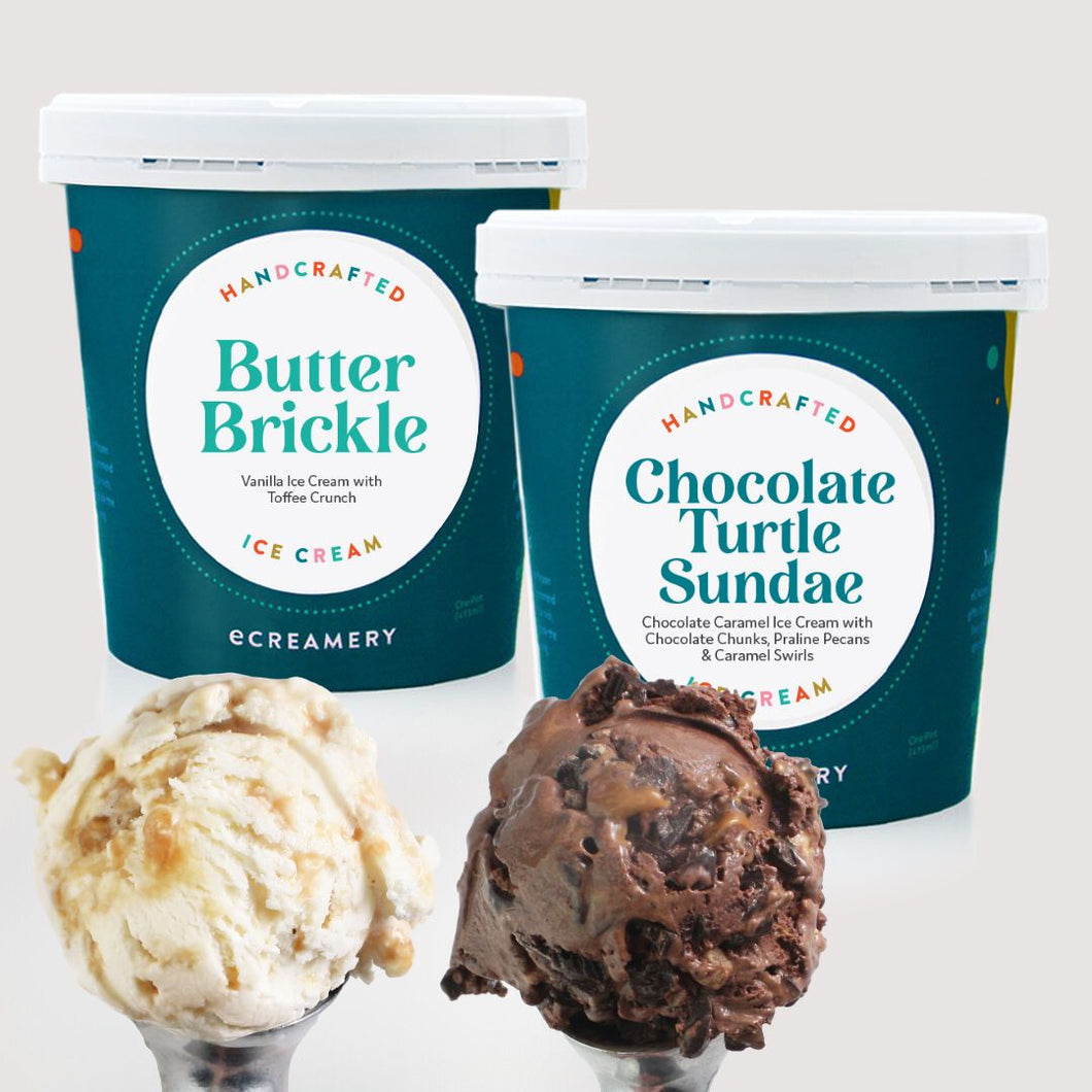 2 Pint - Chocolate Turtle Sundae & Butter Brickle