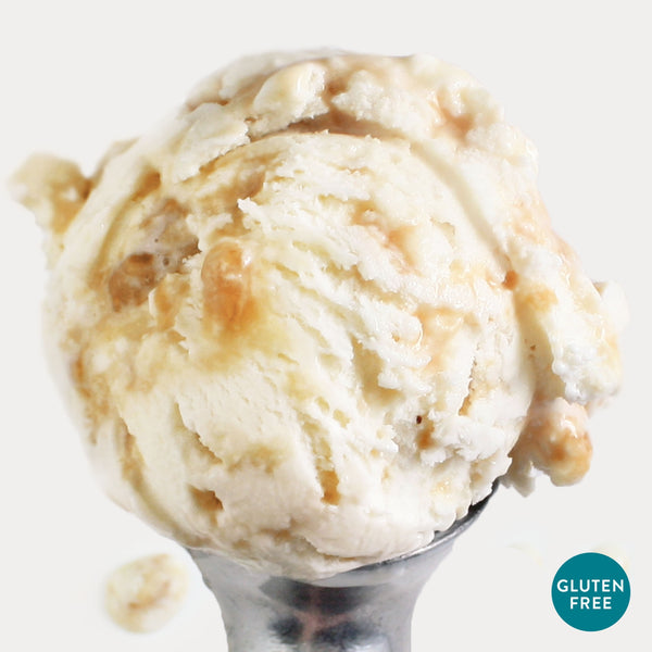 Photo of Butter Brickle Ice Cream on a white background 