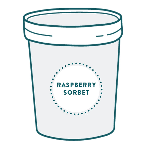 2.75 gallon of raspberry sorbet available for pickup