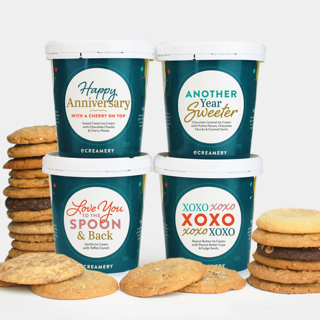 Anniversary Ice Cream Gift - 4 Pints & 24 Cookies
