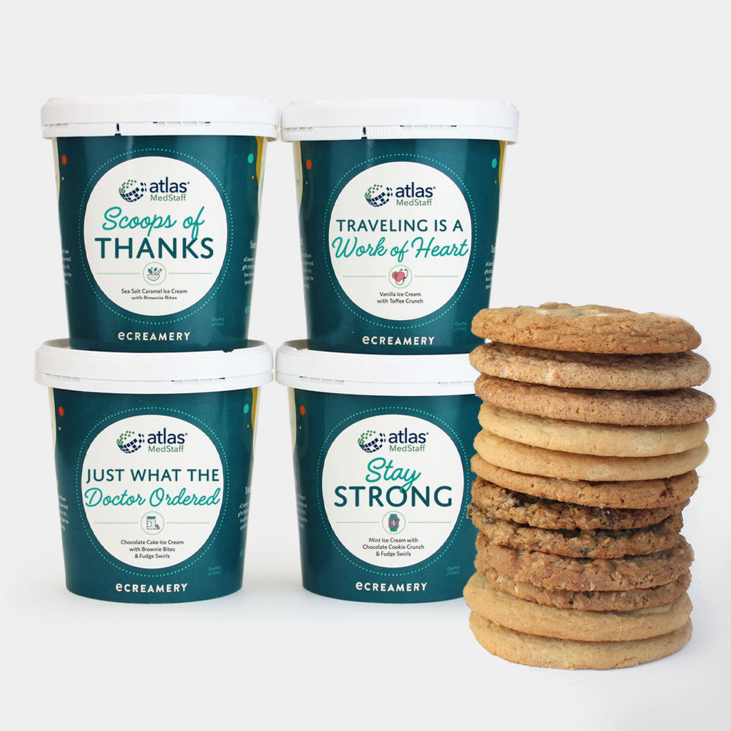 Atlas MedStaff Corporate Ice Cream and Cookie Collection - 4 Pints & 12 Cookies