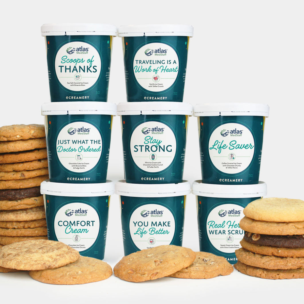 Atlas MedStaff Corporate Ice Cream and Cookie Collection - 8 Pints & 24 Cookies