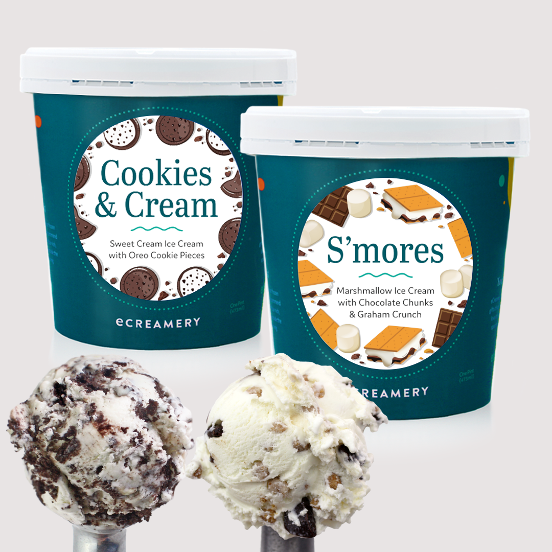 SサイズICECREAMセット① 2 Pint - Chocolate Turtle Sundae & Butter Brickle - eCreamery