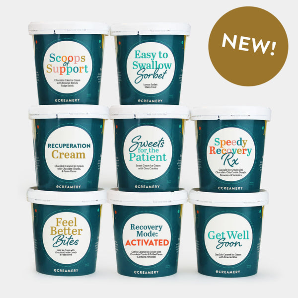 Assorted containers of ice cream with Wisdom Teeth Removal messages on each and a 