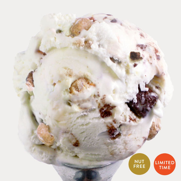 Photo of a scoop of Chocolate Chip Cookie Dough Ice Cream on a white background 