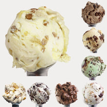 Load image into Gallery viewer, Collection of different ice cream flavors in scoops on a white background