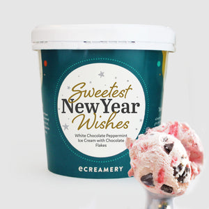 1 Pint - "Sweetest New Year's Wishes" White Chocolate Peppermint Ice Cream