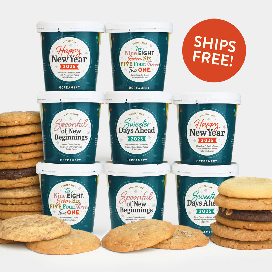 New Year's Ice Cream Gift - 8 Pints & 24 Cookies