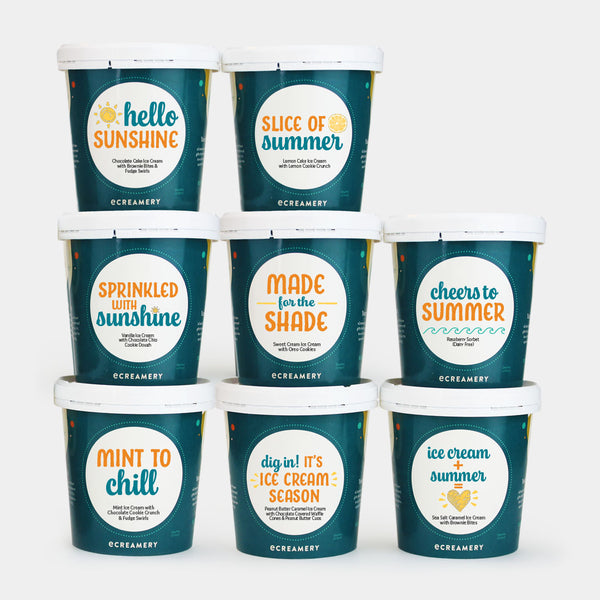 Photo of 8 pints labeled for Summer. Labels read: 