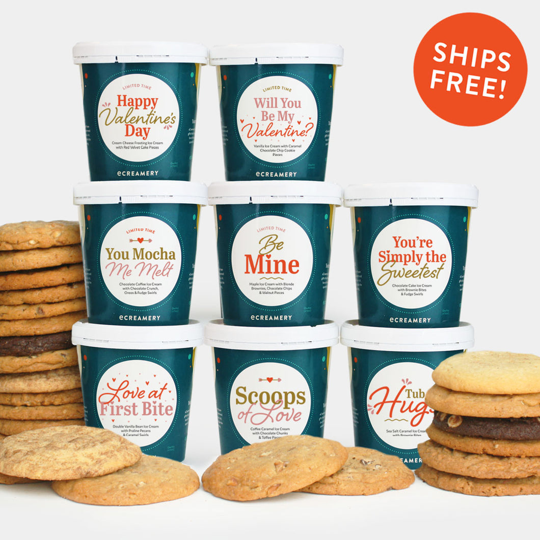 Be Mine Ice Cream Gift - 8 Pints & 24 Cookies
