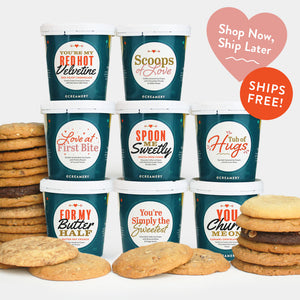 Red Hot Valentine Ice Cream Gift - 8 Pints & 24 Cookies