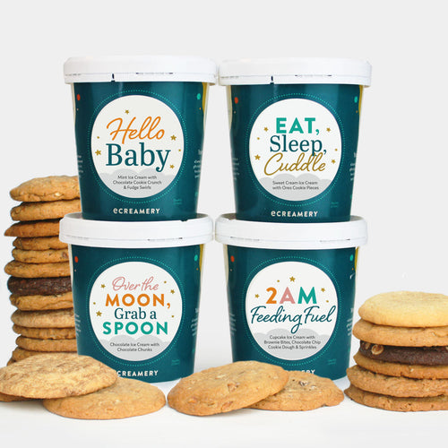 New Baby Ice Cream Gift - 4 Pints & 24 Cookies
